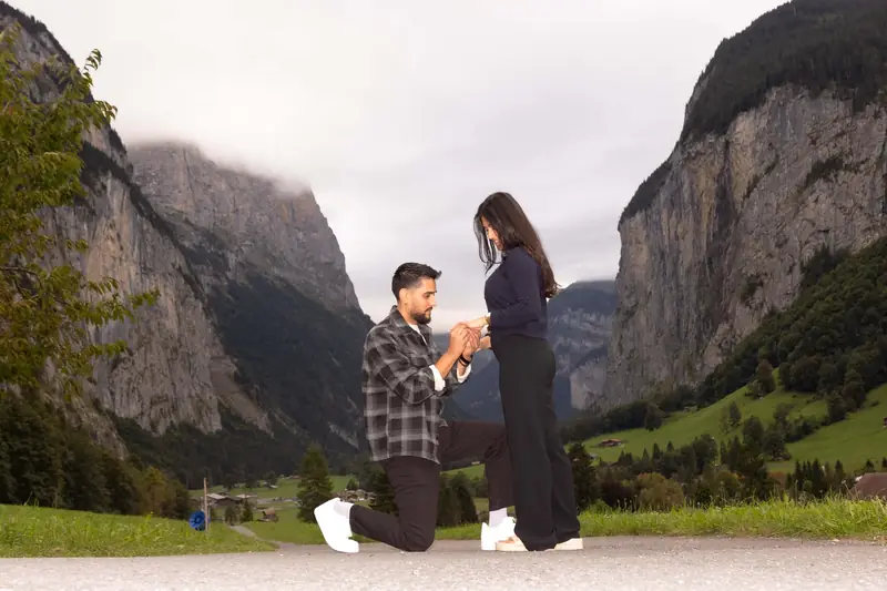 Proposal photoshoot in Wengen Switzerland